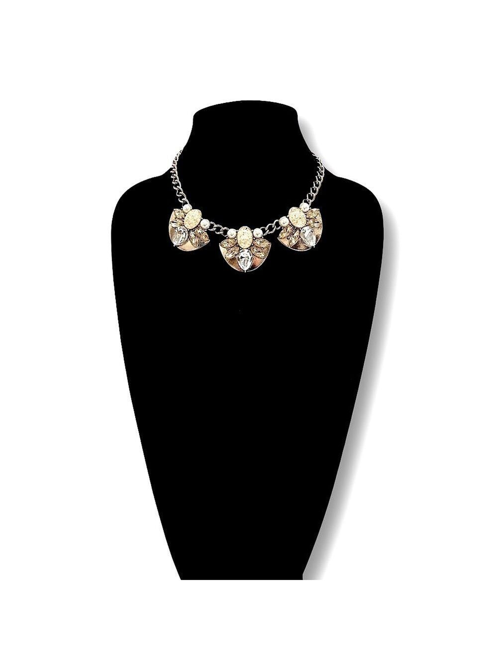 NEIMAN MARCUS Gold & Cracked Crystal Polished Statement Necklace NWT​